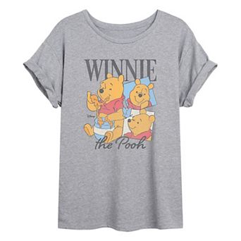 Juniors' Disney's Winnie The Pooh Bootleg Distressed Oversized Tee