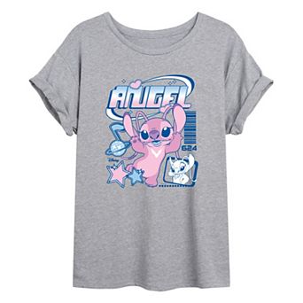 Juniors' Disney's Lilo & Stitch Angel Oversized Tee