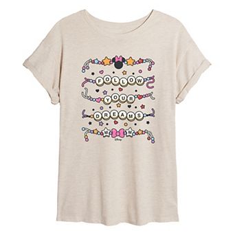 Juniors' Disney's Minnie Mouse Follow Your Dreams Oversized Tee