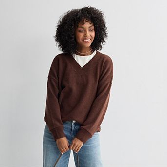 Juniors' Pink Republic V-Neck Pullover Sweater