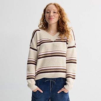 Juniors' Pink Republic V-Neck Pullover Sweater