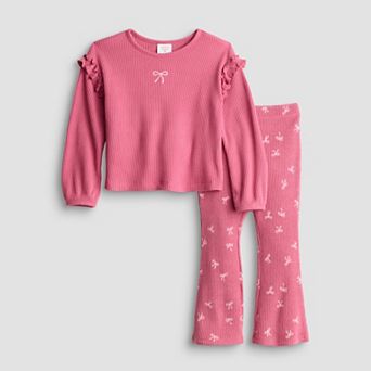 Baby & Toddler Girl Jumping Beans® Cozy Waffle Top & Flare Legging Set