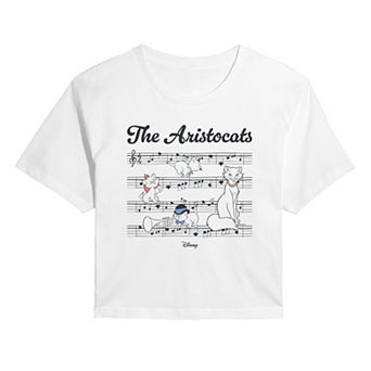 Juniors' Disney's The Aristocats Music Sheet Cropped Tee