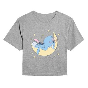 Juniors' Disney's Winnie The Pooh Eeyore Moon & Stars Cropped Tee