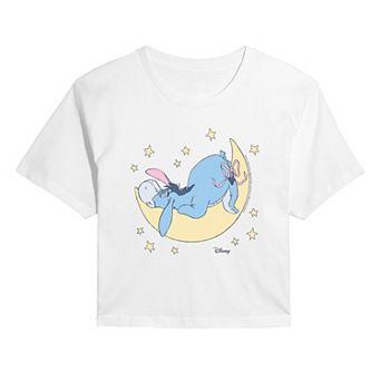 Juniors' Disney's Winnie The Pooh Eeyore Moon & Stars Cropped Tee