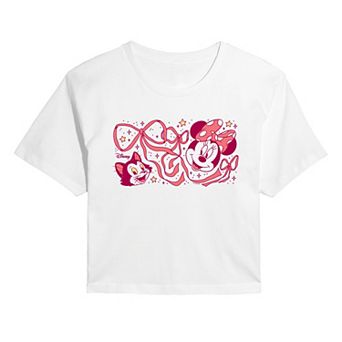 Juniors' Disney's Minnie & Figaro Coquette Bows Cropped Tee