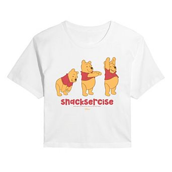 Juniors' Disney's Winnie The Pooh Snacksercise Cropped Tee