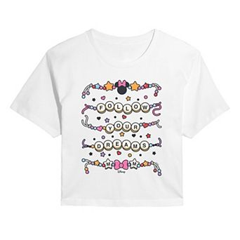 Juniors' Disney's Minnie Mouse Follow Your Dreams Cropped Tee