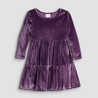 Girls 4-12 Jumping Beans® Tiered Long Sleeve Velour Dress