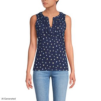 Women's Lands' End Slub Decorative Trim Tank Top