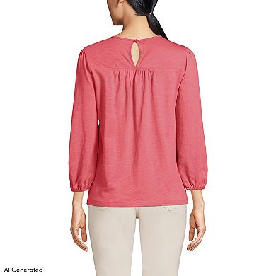 Women's Lands' End Long Sleeve Eyelet Mix Flowy Top