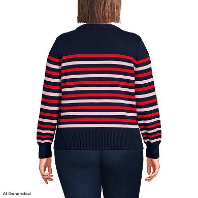Plus Size Lands' End Striped Crewneck Sweater
