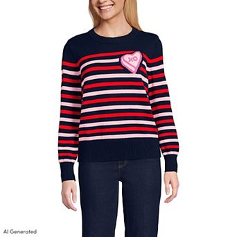 Women's Lands' End Striped Crewneck Sweater