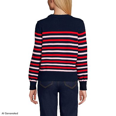 Women's Lands' End Striped Crewneck Sweater