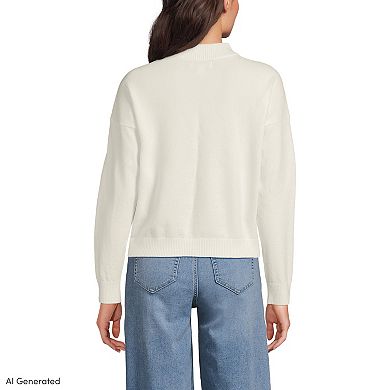 Women's Lands' End CashTouch Drop Shoulder Mock Neck Sweater