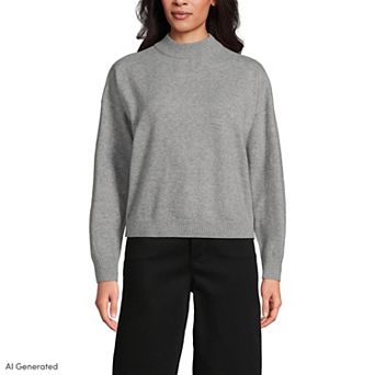 Women's Lands' End CashTouch Drop Shoulder Mock Neck Sweater
