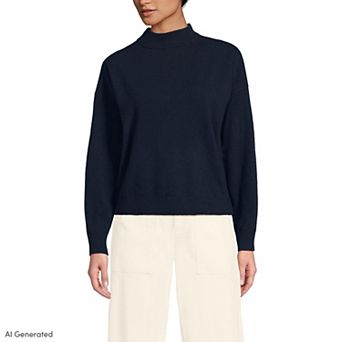 Women's Lands' End CashTouch Drop Shoulder Mock Neck Sweater