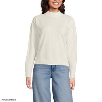 Women's Lands' End CashTouch Drop Shoulder Mock Neck Sweater