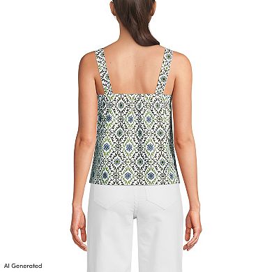 Women's Lands' End Poplin Square Neck Sleeveless Shell Top