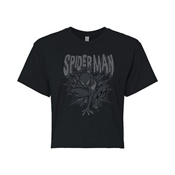 Juniors' Marvel Spider-Man Graphic Cropped Tee