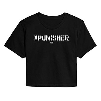 Juniors' Marvel The Punisher Logo Cropped Tee