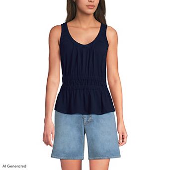 Women's Lands' End Slub Ruched Tank Top