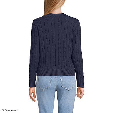 Women's Lands' End American Flag Drifter Cable Sweater