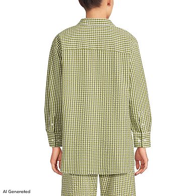 Women's Lands' End Oversized Seersucker Shirt