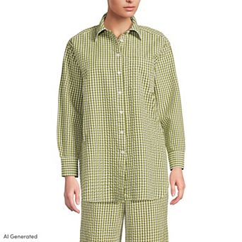 Women's Lands' End Oversized Seersucker Shirt