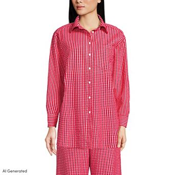 Women's Lands' End Oversized Seersucker Shirt