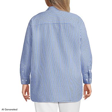 Plus Size Lands' End Oversized Seersucker Shirt