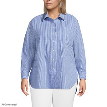 Plus Size Lands' End Oversized Seersucker Shirt
