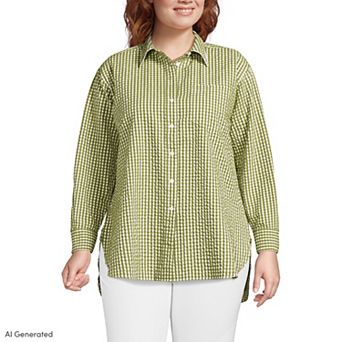 Plus Size Lands' End Oversized Seersucker Shirt