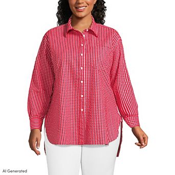 Plus Size Lands' End Oversized Seersucker Shirt