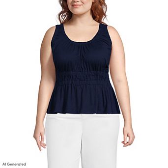 Plus Size Lands' End Slub Ruched Tank Top
