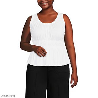 Plus Size Lands' End Slub Ruched Tank Top