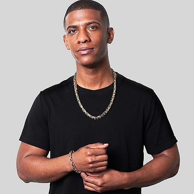 Invicta Jewelry Men's Byzantine Chain Bracelet and Necklace Set