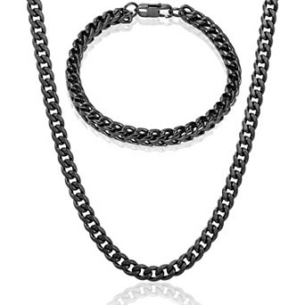 Invicta Jewelry Men's Franco Bracelet and Curb Necklace Chain Set
