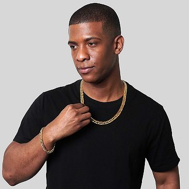 Invicta Jewelry Men's Double Curb Chain Bracelet and Necklace Set