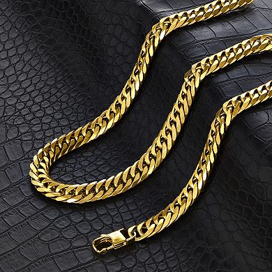 Invicta Jewelry Men's Double Curb Chain Bracelet and Necklace Set