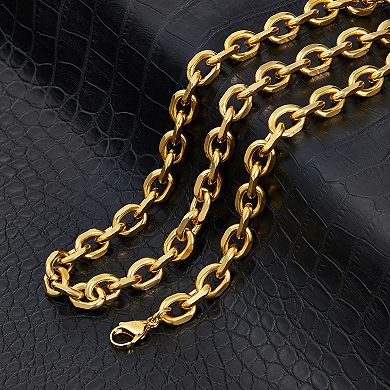 Invicta Jewelry Men's Knife Edge Oval Link Chain Bracelet and Necklace Set