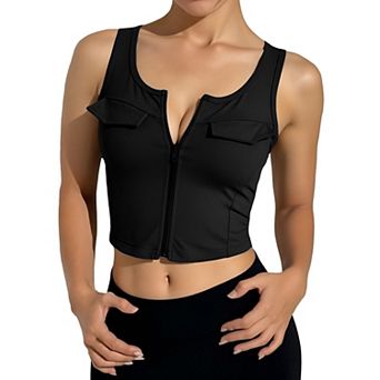 Women's Zip Front Sports Bra Yoga Tank Top