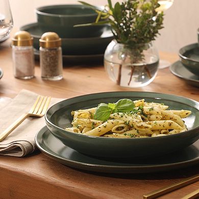 Gibson Elite Beckett Stoneware Reactive Glaze 16 Piece Plates and Bowls Set