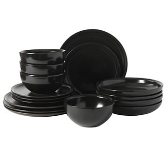 Gibson Elite Beckett Stoneware Reactive Glaze 16 pc Plates and Bowls Set