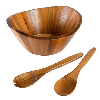 Gibson Home Sherwood Salad Bowl with Matching Serving Spoon and Fork