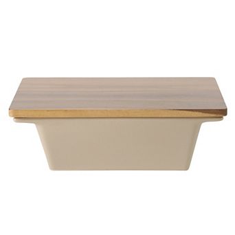 Gibson Elite Gracious Dining 2-qt Stoneware Baking Dish with Acacia Lid