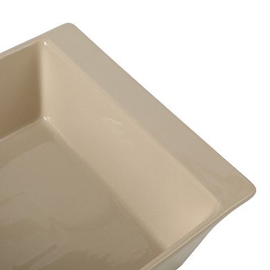 Gibson Elite Gracious Dining 2 Quart Stoneware Baking Dish with Acacia Lid