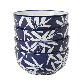 Gibson Home Ivory Estate 4 pc Cereal Bowl Set 5.5 Inch Stoneware Floral Pattern Decorative