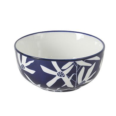 Gibson Home Ivory Estate 4 Piece Cereal Bowl Set 5.5 Inch Stoneware Floral Pattern Decorative