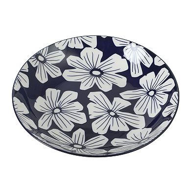 Gibson Home Heritage Sky 4 Piece Pasta Bowl Set 8 Inch Round Stoneware Floral Design Everyday Use